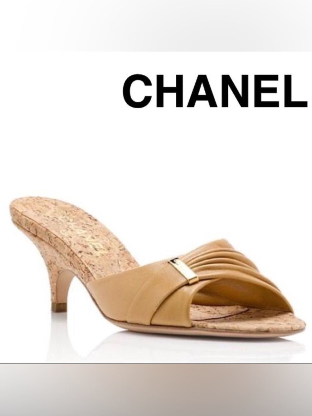 Chanel Beige Cork Mules size 35.5